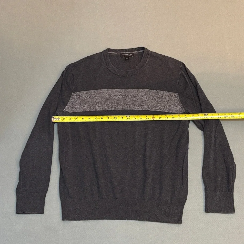 Banana Republic Mens XL Silk Cashmere Blend Crewneck Sweater Gray Quiet Luxury